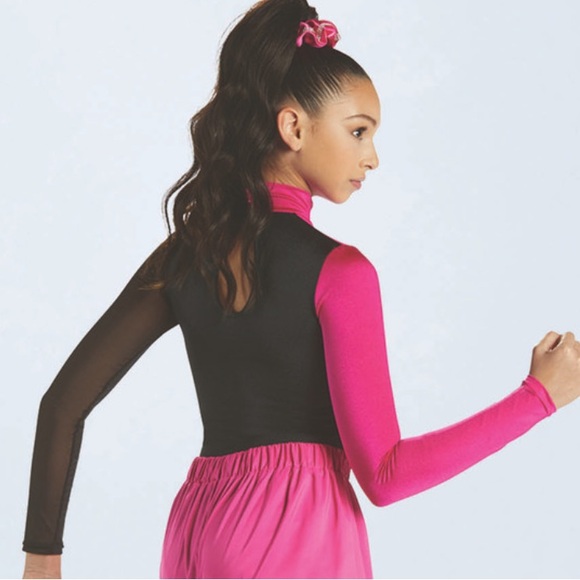 Weissman Illusion Two Tone Leotard Dance Costume Pink Black Size Adult Small NEW - Picture 3 of 10